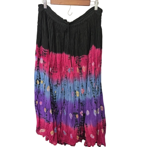 Vintage Gypsy Tie-Dye Maxi Broom Skirt - Picture 2 of 3
